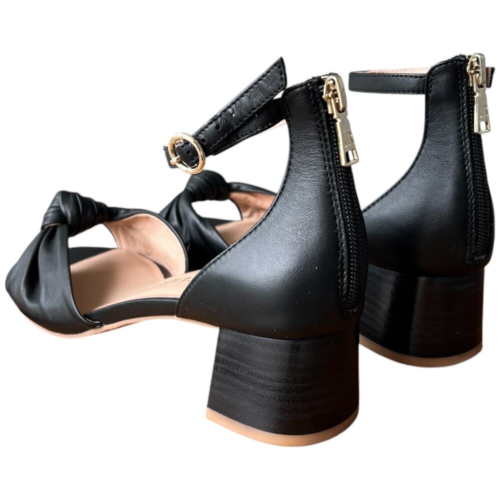 JACK ROGERS Abigail Mid Heel Women's Size 8 Black Leather Knot Dress Sandals - Picture 3 of 14